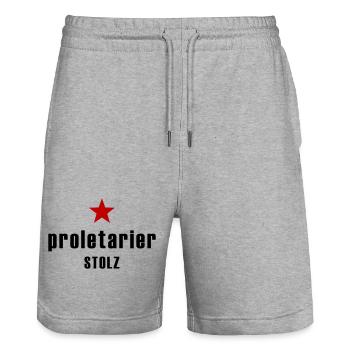 Orgueil prolétarien avec une étoile rouge - Short de jogging bio TRAINER Stanley/Stella unisexe - gris chiné - Devant - Nik (191cm) & Marisol (170cm)