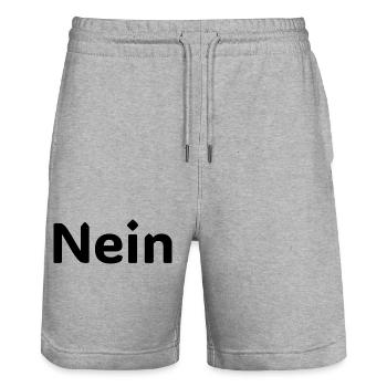 Nein – Lustiger Deutscher Statement Spruch - Stanley/Stella Trainer Unisex Organic Jogging Shorts - heather grey - Front - Nik (191cm) & Marisol (170cm)