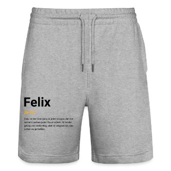 Felix - Stanley/Stella Trainer Unisex Organic Jogging Shorts - heather grey - Front - Nik (191cm) & Marisol (170cm)