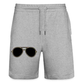 Iconic Gold & Black Aviator Goggles - Stanley/Stella Trainer Unisex Organic Jogging Shorts - heather grey - Front - Nik (191cm) & Marisol (170cm)
