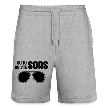 Entweder du gehst raus oder ich bin raus – Claudy Focan - Stanley/Stella Unisex Bio Joggingshorts Trainer  - Grau meliert - Vorne - Nik (191cm) & Marisol (170cm)