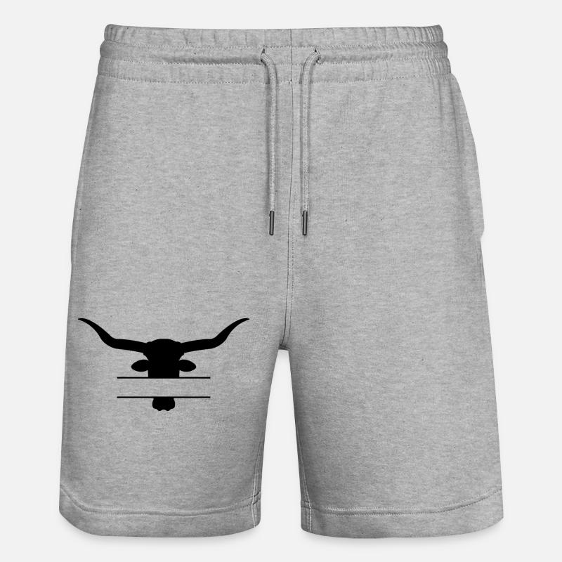 Longhorn split frame - Stanley/Stella Trainer Unisex Organic Jogging Shorts - heather grey