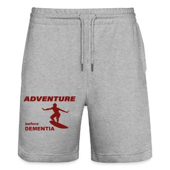 SURF ADVENTURE - Stanley/Stella Trainer Unisex Organic Jogging Shorts - heather grey - Front - Nik (191cm) & Marisol (170cm)