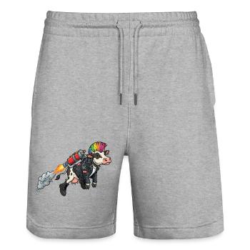 fliegende Punkkuh Grafitti - Stanley/Stella Unisex Bio Joggingshorts Trainer  - Grau meliert - Vorne - Nik (191cm) & Marisol (170cm)