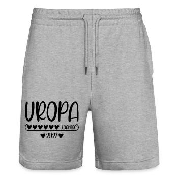 Uropa 2027 loading - Stanley/Stella Unisex Bio Joggingshorts Trainer  - Grau meliert - Vorne - Nik (191cm) & Marisol (170cm)