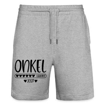 Uncle 2027 loading - Stanley/Stella Trainer Unisex Organic Jogging Shorts - heather grey - Front - Nik (191cm) & Marisol (170cm)