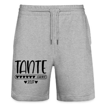Tante 2027 loading - Stanley/Stella Unisex Bio Joggingshorts Trainer  - Grau meliert - Vorne - Nik (191cm) & Marisol (170cm)