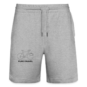 Pure Gravel Bike Coffee Line Art - Stanley/Stella Trainer Unisex Organic Jogging Shorts - heather grey - Front - Nik (191cm) & Marisol (170cm)