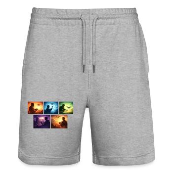 Drohnenflug Farbpaletten Kollektion - Stanley/Stella Unisex Bio Joggingshorts Trainer  - Grau meliert - Vorne - Nik (191cm) & Marisol (170cm)