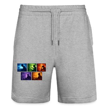 Multi-Screen Code Shadow - Stanley/Stella Trainer Unisex Organic Jogging Shorts - heather grey - Front - Nik (191cm) & Marisol (170cm)