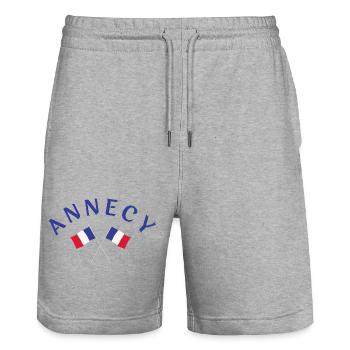 Annecy kreuzte französische Flaggen - Stanley/Stella Unisex Bio Joggingshorts Trainer  - Grau meliert - Vorne - Nik (191cm) & Marisol (170cm)
