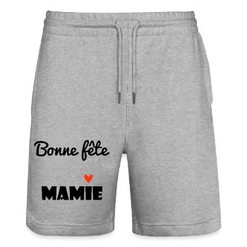 GRANNY. MAMMA. GRANDMOTHER. MOTHER'S DAY. GIFT - Stanley/Stella Trainer Unisex Organic Jogging Shorts - heather grey - Front - Nik (191cm) & Marisol (170cm)