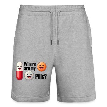 Pillenwitz: Wo sind meine Pillen - Stanley/Stella Unisex Bio Joggingshorts Trainer  - Grau meliert - Vorne - Nik (191cm) & Marisol (170cm)