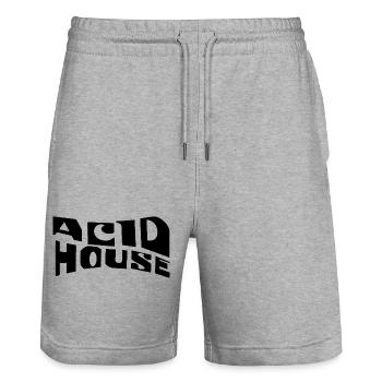Conception de logo de musique Acid House - Short de jogging bio TRAINER Stanley/Stella unisexe - gris chiné - Devant - Nik (191cm) & Marisol (170cm)