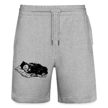 Bébé qui dort  - Short de jogging bio TRAINER Stanley/Stella unisexe - gris chiné - Devant - Nik (191cm) & Marisol (170cm)