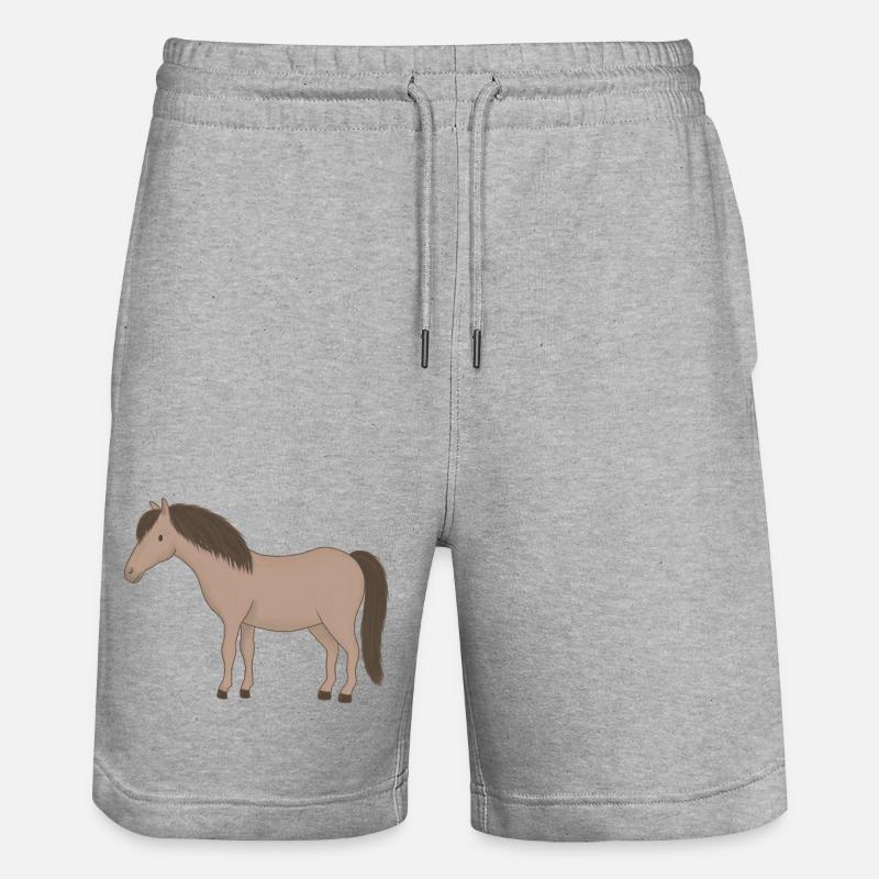 Beiges Pferd mit dunkler Mähne - Stanley/Stella Unisex Bio Joggingshorts Trainer  - Grau meliert