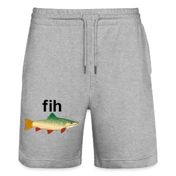 Fih Lustiger Fisch Herren Angeln Fih - Stanley/Stella Unisex Bio Joggingshorts Trainer  - Grau meliert - Vorne - Nik (191cm) & Marisol (170cm)