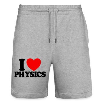 J’adore la physique (Red Heart) Physique drôle - Short de jogging bio TRAINER Stanley/Stella unisexe - gris chiné - Devant - Nik (191cm) & Marisol (170cm)