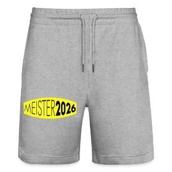 Meister 2026 Meisterschaft - Stanley/Stella Unisex Bio Joggingshorts Trainer  - Grau meliert - Vorne - Nik (191cm) & Marisol (170cm)