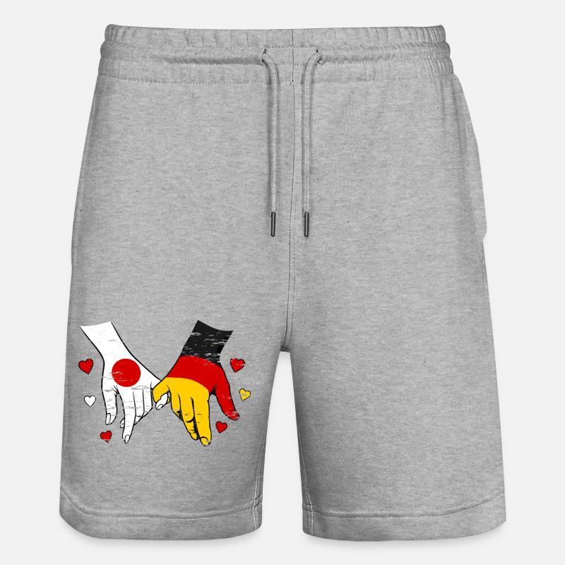 Japan_Deutschland_Flagge_Händehalten utilisés - Short de jogging bio TRAINER Stanley/Stella unisexe - gris chiné