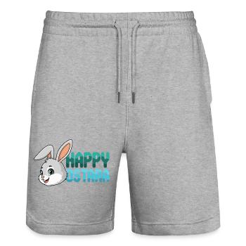 Joyeux Ostara Rabbit Bunny Pâques Printemps Ostara - Short de jogging bio TRAINER Stanley/Stella unisexe - gris chiné - Devant - Nik (191cm) & Marisol (170cm)