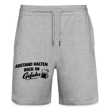 Beer in danger - Stanley/Stella Trainer Unisex Organic Jogging Shorts - heather grey - Front - Nik (191cm) & Marisol (170cm)