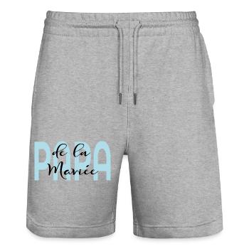 Papa de la Mariée - Short de jogging bio TRAINER Stanley/Stella unisexe - gris chiné - Devant - Nik (191cm) & Marisol (170cm)