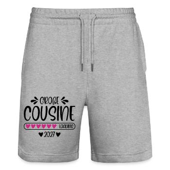 Große Cousine 2027 loading - Stanley/Stella Unisex Bio Joggingshorts Trainer  - Grau meliert - Vorne - Nik (191cm) & Marisol (170cm)