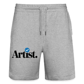 Verified Artist Funny - Stanley/Stella Trainer Unisex Organic Jogging Shorts - heather grey - Front - Nik (191cm) & Marisol (170cm)