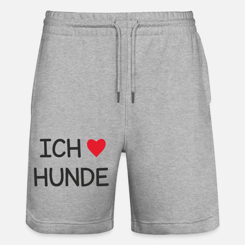 Ich ❤️ Hunde – Süßes Hundeliebe Textdesign - Stanley/Stella Unisex Bio Joggingshorts Trainer  - Grau meliert