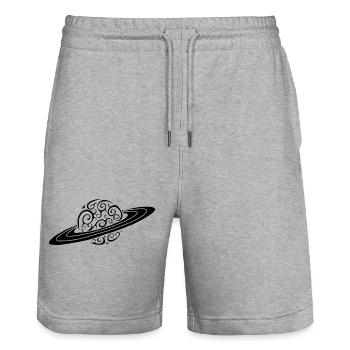 Planète spirale noire - Short de jogging bio TRAINER Stanley/Stella unisexe - gris chiné - Devant - Nik (191cm) & Marisol (170cm)