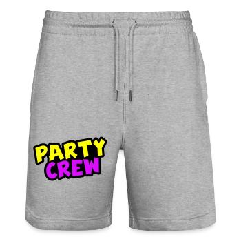 Party Crew - Stanley/Stella Trainer Unisex Organic Jogging Shorts - heather grey - Front - Nik (191cm) & Marisol (170cm)