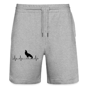 Cubalaya - Fans de poulets - - Coq - Poussins - Short de jogging bio TRAINER Stanley/Stella unisexe - gris chiné - Devant - Nik (191cm) & Marisol (170cm)
