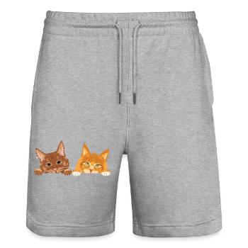 Peeking_cute_two_ginger_cats - Stanley/Stella Unisex Bio Joggingshorts Trainer  - Grau meliert - Vorne - Nik (191cm) & Marisol (170cm)