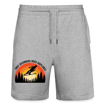 Retro ski jumper in sunset - Stanley/Stella Trainer Unisex Organic Jogging Shorts - heather grey - Front - Nik (191cm) & Marisol (170cm)