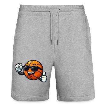 Ambiance basket avec lunettes de soleil - Short de jogging bio TRAINER Stanley/Stella unisexe - gris chiné - Devant - Nik (191cm) & Marisol (170cm)