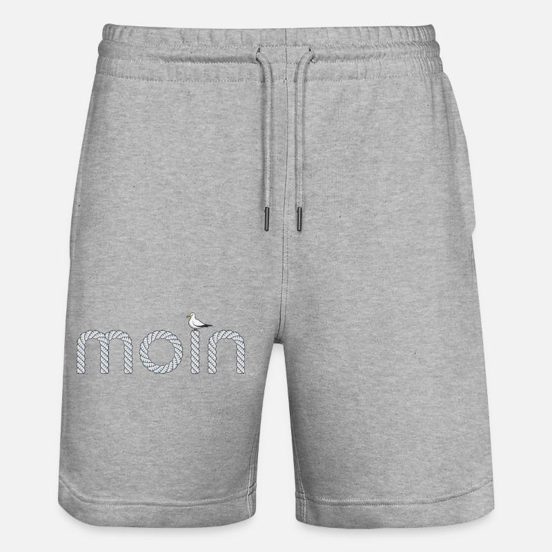 Moin Schriftzug mit kleiner Möwe - Stanley/Stella Unisex Bio Joggingshorts Trainer  - Grau meliert