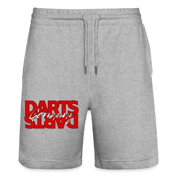 Darts Deutschland Logo - Stanley/Stella Unisex Bio Joggingshorts Trainer  - Grau meliert - Vorne - Nik (191cm) & Marisol (170cm)