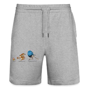 YUTROVNE JEJKO ZAJACA HONI - Stanley/Stella Trainer Unisex Organic Jogging Shorts - heather grey - Front - Nik (191cm) & Marisol (170cm)