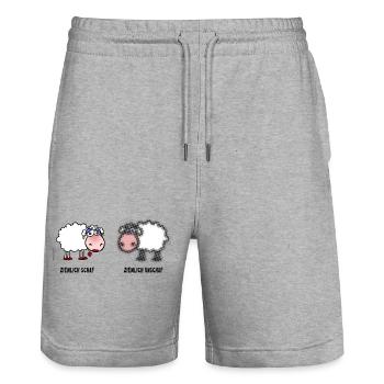Schaf und Unschaf | Wortspiel - Stanley/Stella Unisex Bio Joggingshorts Trainer  - Grau meliert - Vorne - Nik (191cm) & Marisol (170cm)