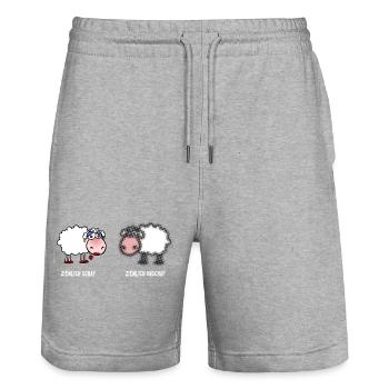 Schaf / Unschaf | Wortspiel - Stanley/Stella Unisex Bio Joggingshorts Trainer  - Grau meliert - Vorne - Nik (191cm) & Marisol (170cm)