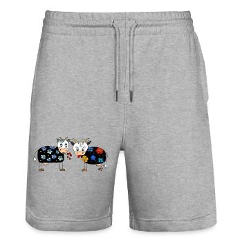 Cows - Stanley/Stella Trainer Unisex Organic Jogging Shorts - heather grey - Front - Nik (191cm) & Marisol (170cm)