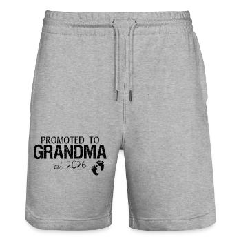 Promoted To Grandma 2026 New Grandma Shirt - Stanley/Stella Trainer Unisex Organic Jogging Shorts - heather grey - Front - Nik (191cm) & Marisol (170cm)