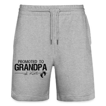 Befördert zum Opa 2026 neues Opa-Geschenk - Stanley/Stella Unisex Bio Joggingshorts Trainer  - Grau meliert - Vorne - Nik (191cm) & Marisol (170cm)