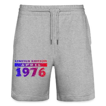 50. Geburtstag Limited Edition 04/1976 - Stanley/Stella Unisex Bio Joggingshorts Trainer  - Grau meliert - Vorne - Nik (191cm) & Marisol (170cm)