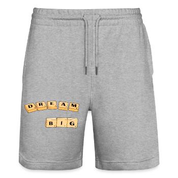 Dream Big Block Typography - Stanley/Stella Trainer Unisex Organic Jogging Shorts - heather grey - Front - Nik (191cm) & Marisol (170cm)