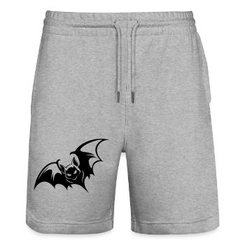 Bat Gothic Logo - Stanley/Stella Trainer Unisex Organic Jogging Shorts - heather grey - Front - Nik (191cm) & Marisol (170cm)
