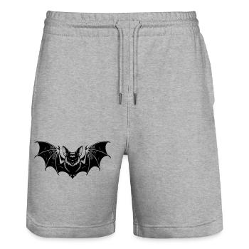 Fledermaus Gothic Illustration - Stanley/Stella Unisex Bio Joggingshorts Trainer  - Grau meliert - Vorne - Nik (191cm) & Marisol (170cm)