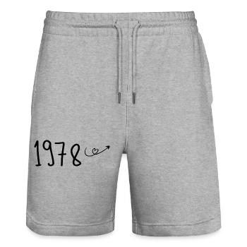 1978 Jubiläum 1978 Retro 1978 - Stanley/Stella Unisex Bio Joggingshorts Trainer  - Grau meliert - Vorne - Nik (191cm) & Marisol (170cm)