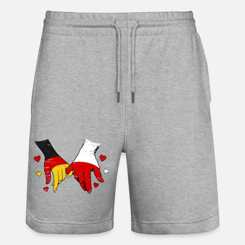 Drapeau Allemagne-Pologne se tenant la main - Short de jogging bio TRAINER Stanley/Stella unisexe - gris chiné